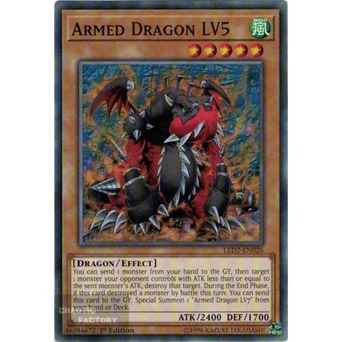 Yugioh LED2-EN026 Armed Dragon LV5 Common 1st Edition x3