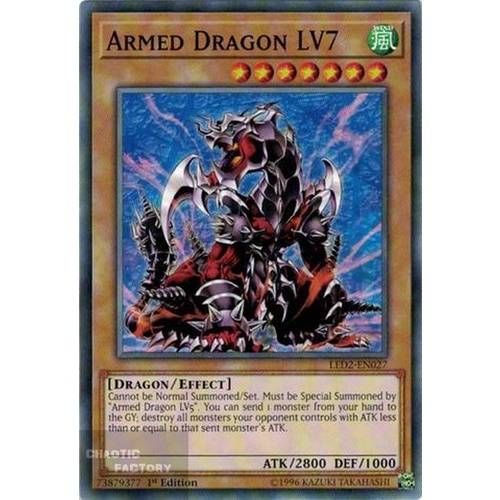 Yugioh LED2-EN027 Armed Dragon LV7 Common 1st Edition x3