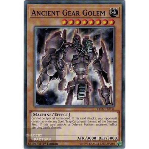Yugioh LED2-EN034 Ancient Gear Golem Common 1st Edition x3