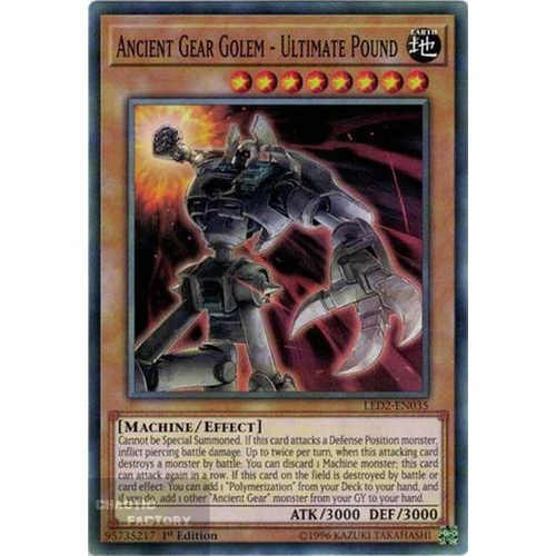 Yugioh LED2-EN035 Ancient Gear Golem  Ultimate Pound Common 1st Edition x3
