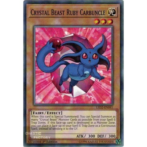 Yugioh LED2-EN041 Crystal Beast Ruby Carbuncle Common 1st Edition x3