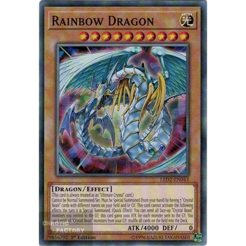 Yugioh LED2-EN043 Rainbow Dragon Common 1st Edition x3