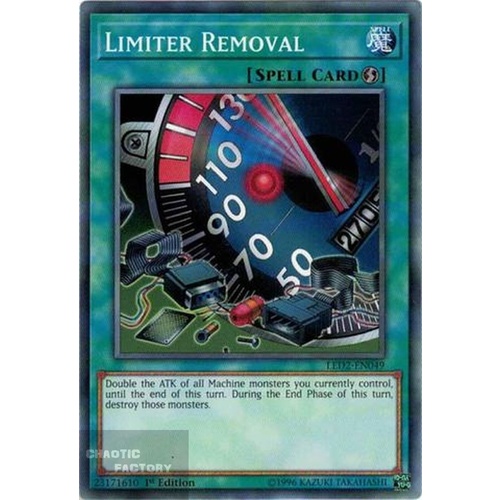 Yugioh LED2-EN049 Limiter Removal Common 1st Edition x3