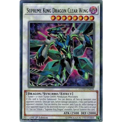 Yugioh COTD-EN039 Supreme King Dragon Clear Wing Rare 1st Edition