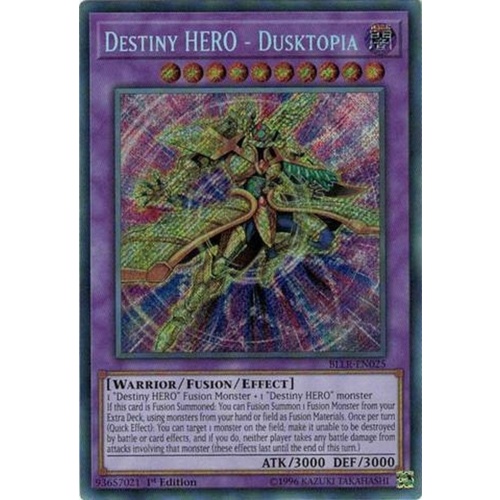 YUGIOH Destiny HERO - Dusktopia Secret Rare BLLR-EN025   1st edition