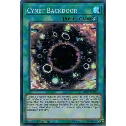 Yugioh SDCL-EN023 Cynet Backdoor Super Rare 1st Edition MINT