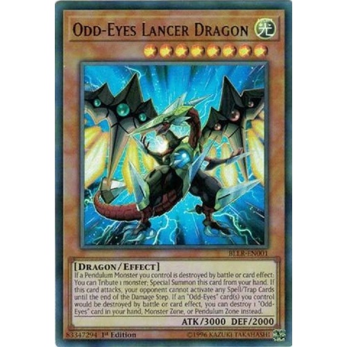 YUGIOH Odd-Eyes Lancer Dragon Ultra Rare BLLR-EN001  1st edition