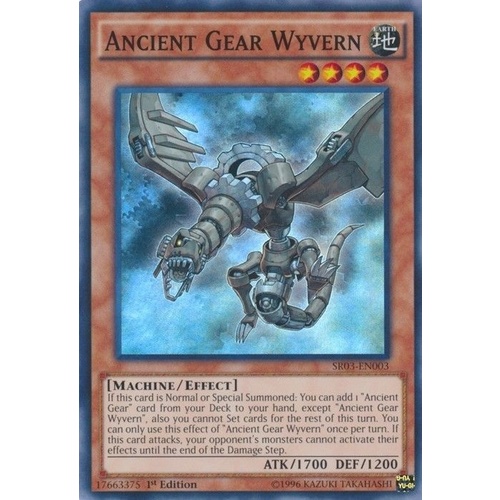 Yugioh Ancient Gear Wyvern SR03-EN003 Super Rare 1st edition Near Mint