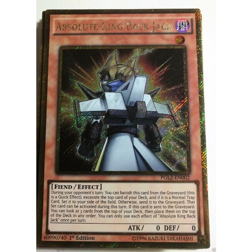 YUGIOH Absolute King Back Jack - PGL2-EN002 - Gold Secret Rare 1st Edition