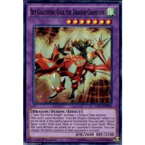 Yu-Gi-Oh! Sky Galloping Gaia the Dragon Champion MIL1-EN010 Super Rare