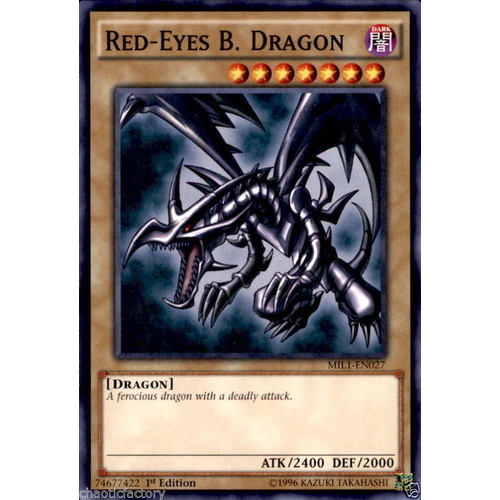 YUGIOH Red-Eyes B. Dragon MIL1-EN027 Common Rare *Joey Wheeler*
