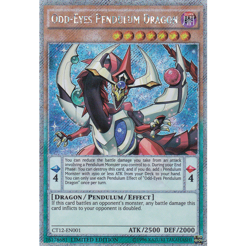 YUGIOH Odd-Eyes Pendulum Dragon Platinum Secret Rare CT12-EN001 NM