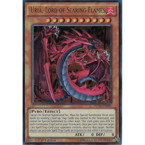 Uria Lord of Searing Flames DUSA-EN096 Ultra Rare 1st Scared Beast GX