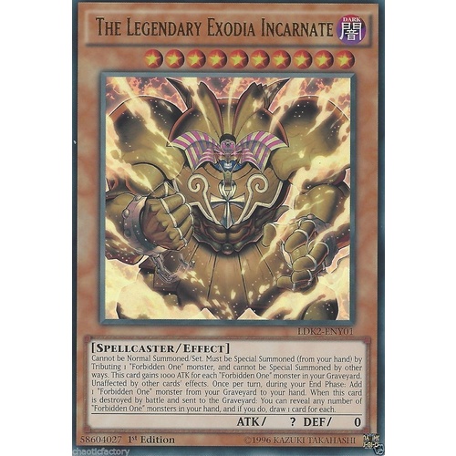 YUGIOH The Legendary Exodia Incarnate LDK2-ENY01 Ultra Rare1st Edition Near mint