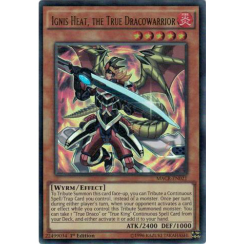 YUGIOH Ignis Heat, the True Dracowarrior Ultra Rare MACR-EN021 1st edition NM/VLP