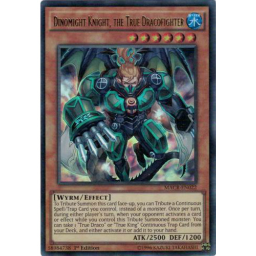 YUGIOH Dinomight Knight, the True Dracofighter Ultra Rare MACR-EN022 1st Edition