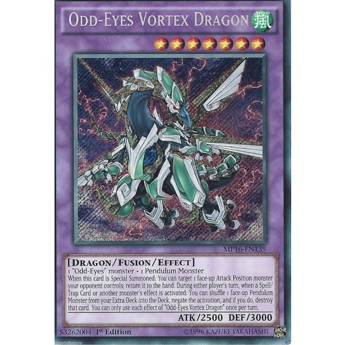 Yugioh Odd-Eyes Vortex Dragon - MP16-EN139 - 1st Edition Secret rare Mint