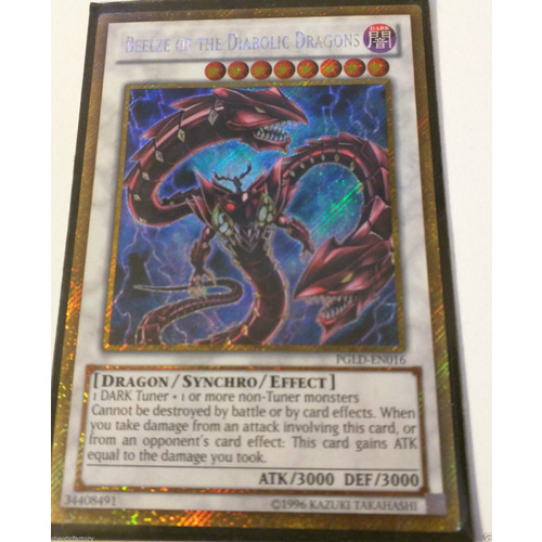Yugioh Beelze of the Diabolic Dragons PGLD-EN016 Mint Gold Secret rare
