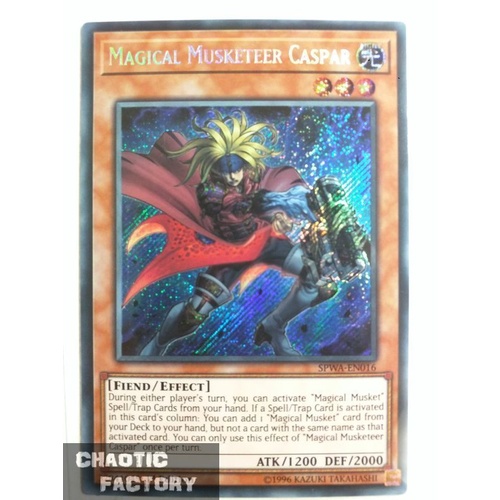 Yugioh SPWA-EN016 Magical Musketeer Caspar Secret Rare 1st Edition
