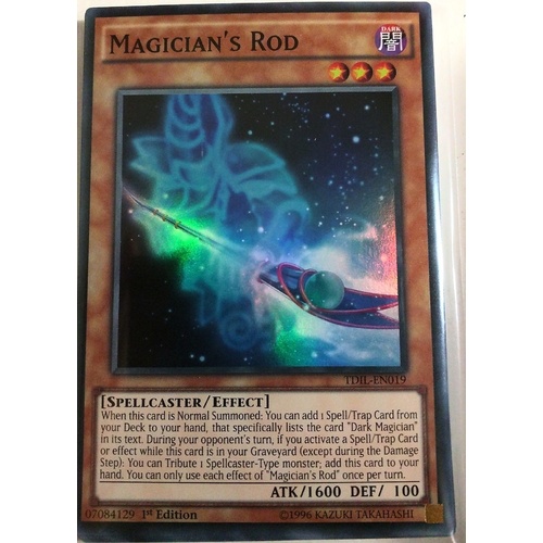 YUGIOH x 1 Magician's Rod - TDIL-EN019 - Super Rare - 1st Edition Near Mint