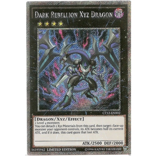 YU-GI-OH Dark Rebellion XYZ Dragon Secret Rare Limited Edition CT12-EN002