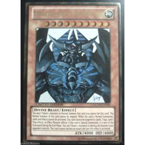 YUGIOH Ultra Gold rare Obelisk the Tormentor GLD4-EN030 Egyptian God