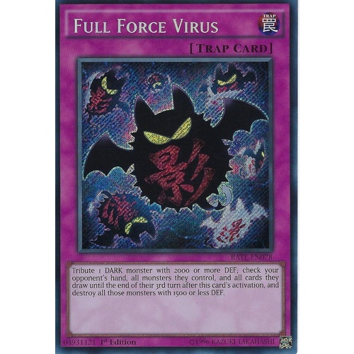 YUGIOH Full Force Virus RATE-EN078 Secret Rare 1st Edition IN HAND!