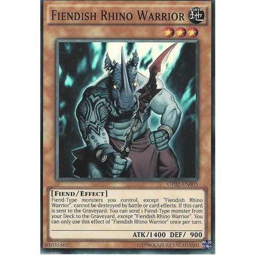 OP02-EN005 Fiendish Rhino Warrior Super Rare MINT