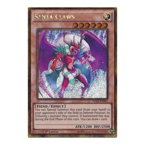 Santa Claws PGL2-EN021 Gold Secret Rare 1st Edition NM
