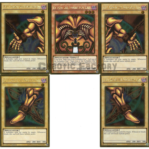 Yugioh Exodia The Forbidden One Complete Set - PGL2 1st Edition Gold Secret NM