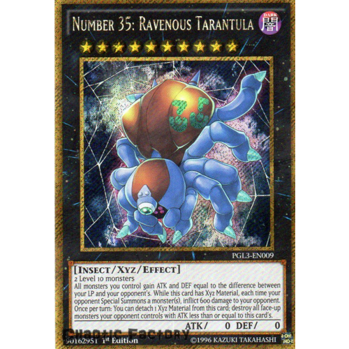 Number 35: Ravenous Tarantula PGL3-EN009 1st Edition Gold Rare NM