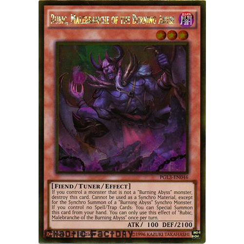 Yugioh Rubic, Malebranche of the Burning Abyss Gold Rare PGL3-EN046 1st Edition NM