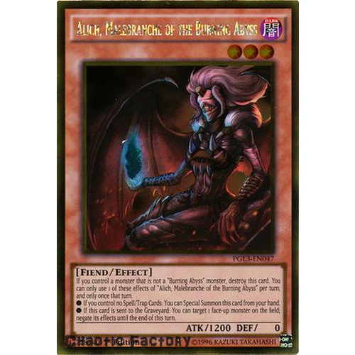 Yugioh Alich, Malebranche of the Burning Abyss Gold Rare PGL3-EN047 1st Edition NM