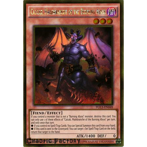 Yugioh Calcab, Malebranche of the Burning Abyss Gold Rare PGL3-EN048 1st Edition NM