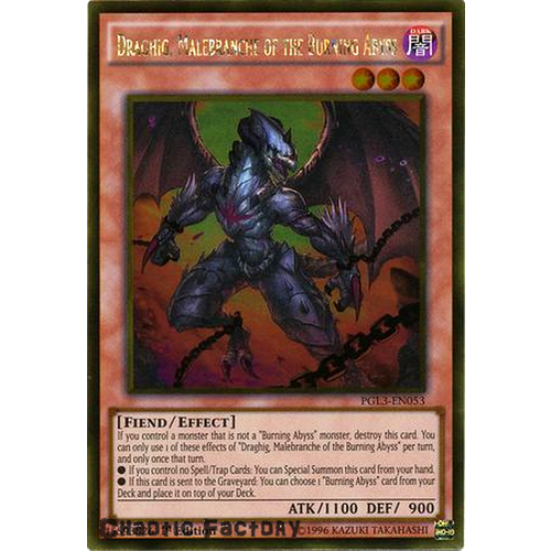 Yugioh Draghig, Malebranche of the Burning Abyss Gold Rare PGL3-EN053 1st Edition NM