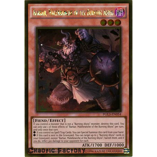 Yugioh Barbar, Malebranche of the Burning Abyss Gold Rare PGL3-EN054 1st Edition NM