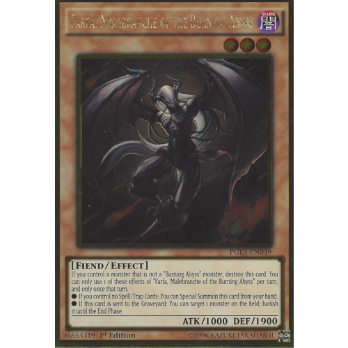 Yugioh Farfa Malebranche of the Burning Abyss - PGL3-EN049 - Gold Rare - NM 1st Edition 