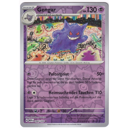 Gengar 094/165 English Scarlet & Violet 151 REVERSE Holo NM