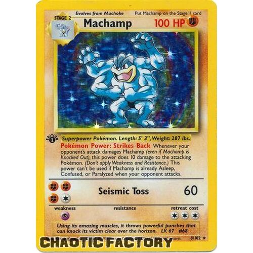 Machamp - 8/102 - Holo 1st Edition (with Shadow) LP