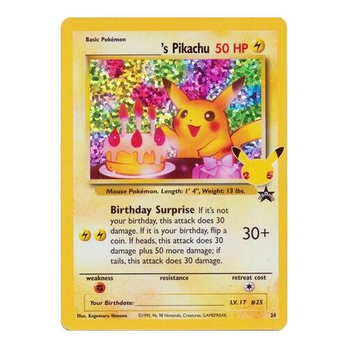 Birthday Pikachu - 24 - Holo Promo (Classic Collection) NM