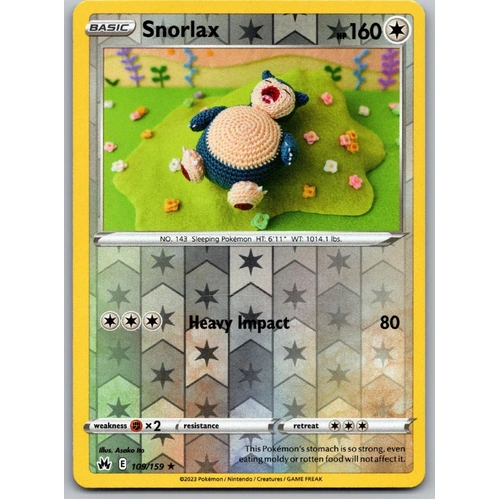 Snorlax 109/159 Rare Crown Zenith Pokemon Reverse Holo NM