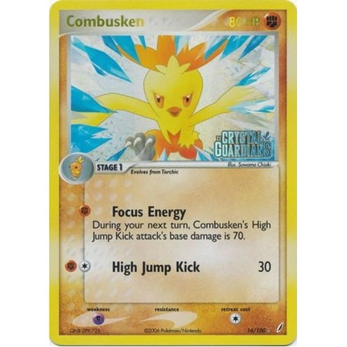 Combusken 16/100 Rare Reverse Holo Crystal Guardian STAMPED LP
