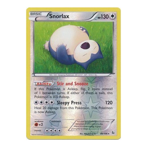Snorlax 80/106 FLASHFIRE Near Mint English Reverse Holo