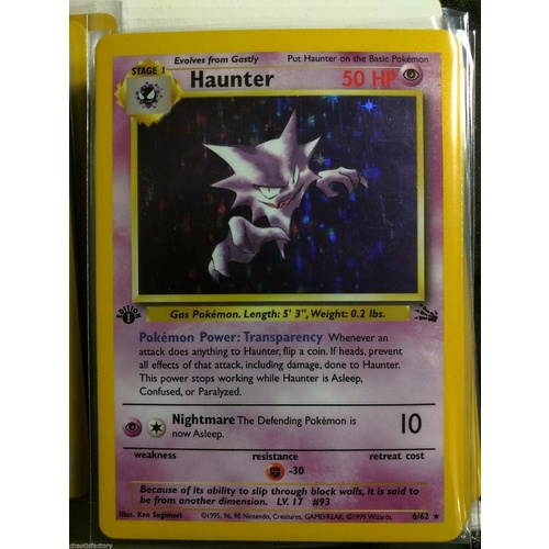 POKEMON TCG Haunter - 6/62 - Holo 1st Edition Original Fossil Series LP