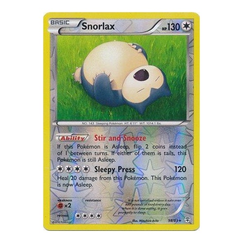 Snorlax 58/83 Near Mint English Reverse Holo