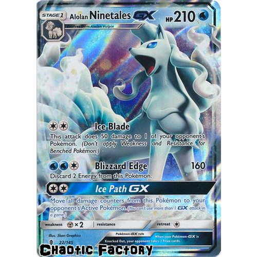Alolan Ninetales GX - 22/145 - Ultra Rare NM