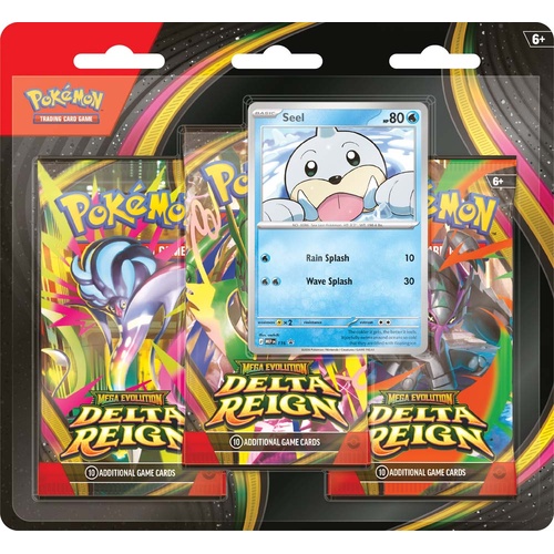 PREORDER Pokemon TCG Mega Evolutions 6 DELTA REIGN Three Booster Blister