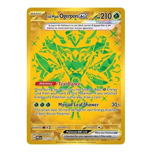 Teal Mask Ogerpon ex - 177/131 - Gold Secret NM