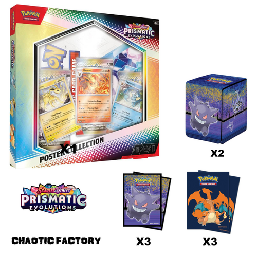 Pokemon TCG Prismatic Evolutions Poster Box + Accessory Bundle
