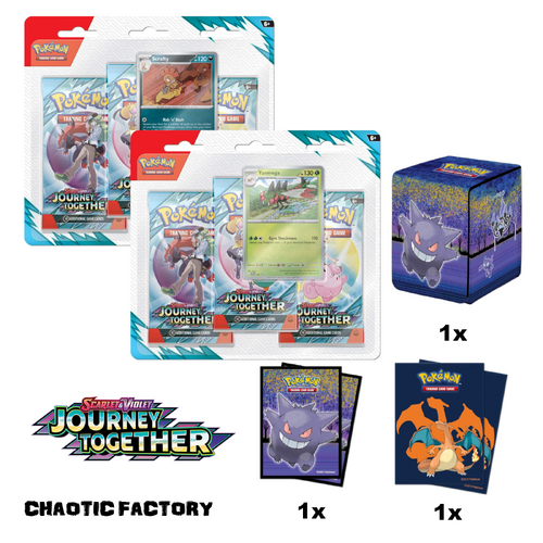 Pokemon TCG Journey Together 3 pack blister PAIR X Accessory Bundle